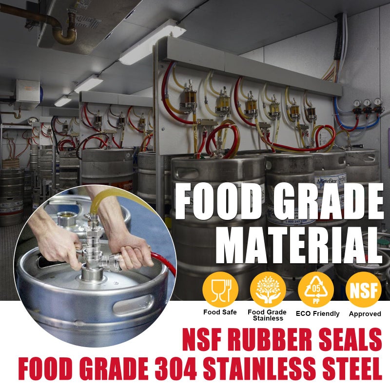 MRbrew All 304 Stainless Steel Keg Coupler, Commercial Sankey Kegerator D System Keg Tap Dispenser for I.D 5/16'' Draft Beer Line Gas Brewing Tubing with Check Valve Sealing Washer Hose Clamp - Image 5